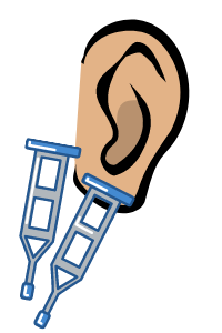 cartoon ear with a crutch