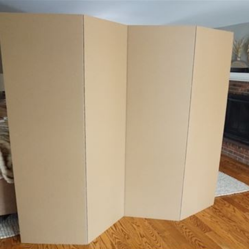 Cardboard room divider used to make an activity center