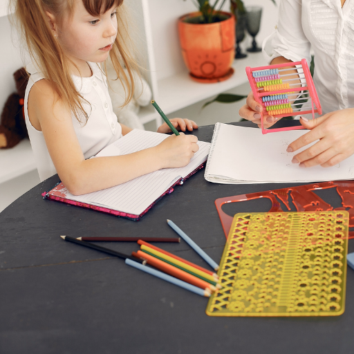 teaching using a manipulative to give directions to a young girl